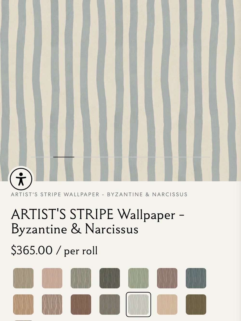 House of Hackney Artist's Stripe Wallpaper in Pale Blue & Cream